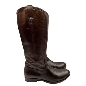 Frye Tall Riding Boots Brown Leather Women's 10 B Pull On Equestrian